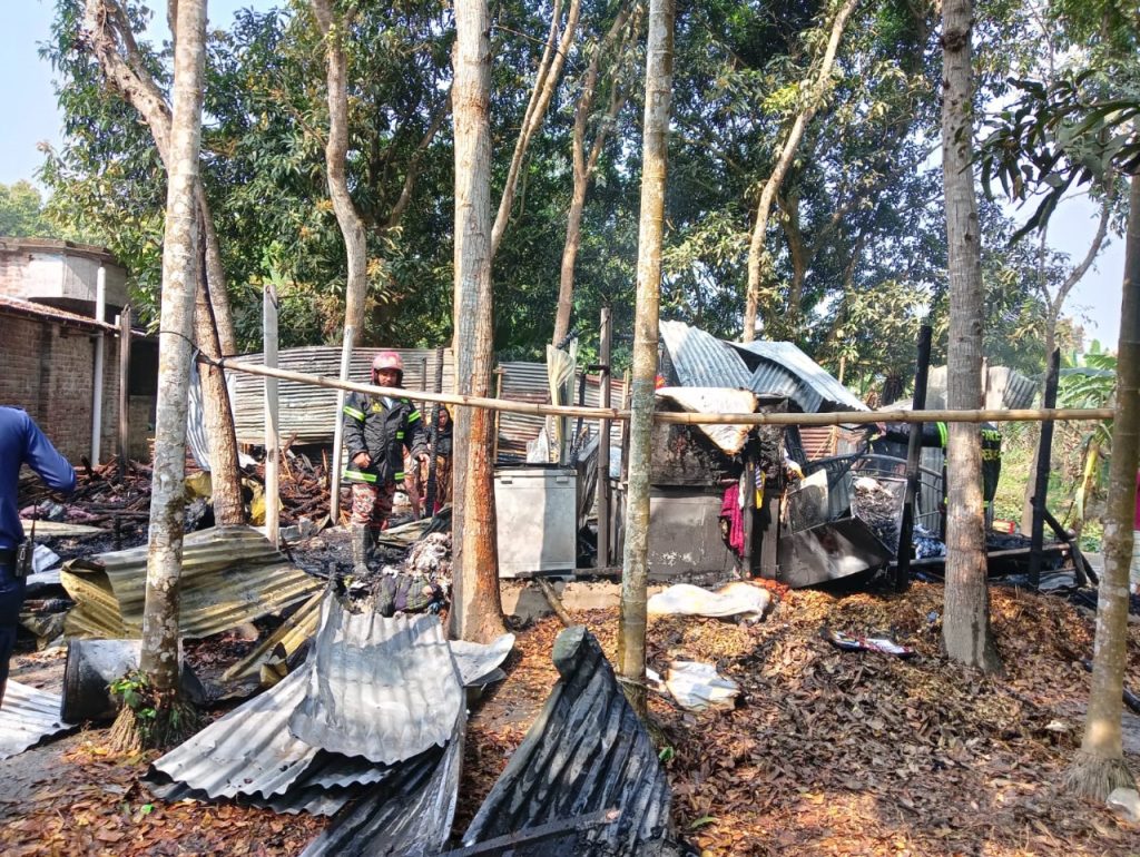 বানেশ্বরে চুলার আ*গুনে বসতবাড়ি পু*ড়ে ছাই